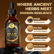12-in-1 Himalayan Shilajit Drops for Men and Women, Sea Moss,Ashwagandha, Liquid Vitamin Supplement with 85+ Minerals and Fulvic Acid, 2 FL Oz