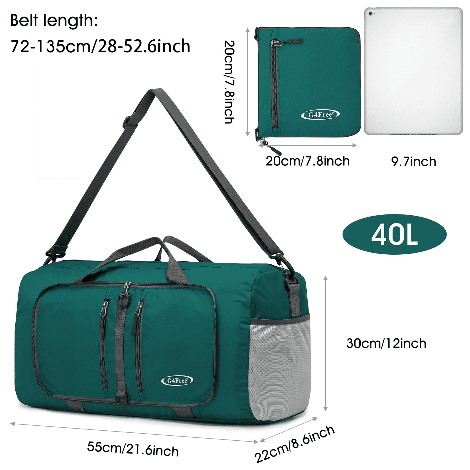 G4Free 40L/65L Foldable Duffel Bag, Water-Repellent Travel Backpack, Lightweight Carry Bag for Overnight Weekender Sports Men Women