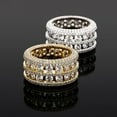 thumbnail image 3 of 14K Gold Densely Set Mossanite Ring, Double-Row Men's Hip-Hop Ring, A Dual Showcase of Elegance for Him,Gifts for Dad, 3 of 7