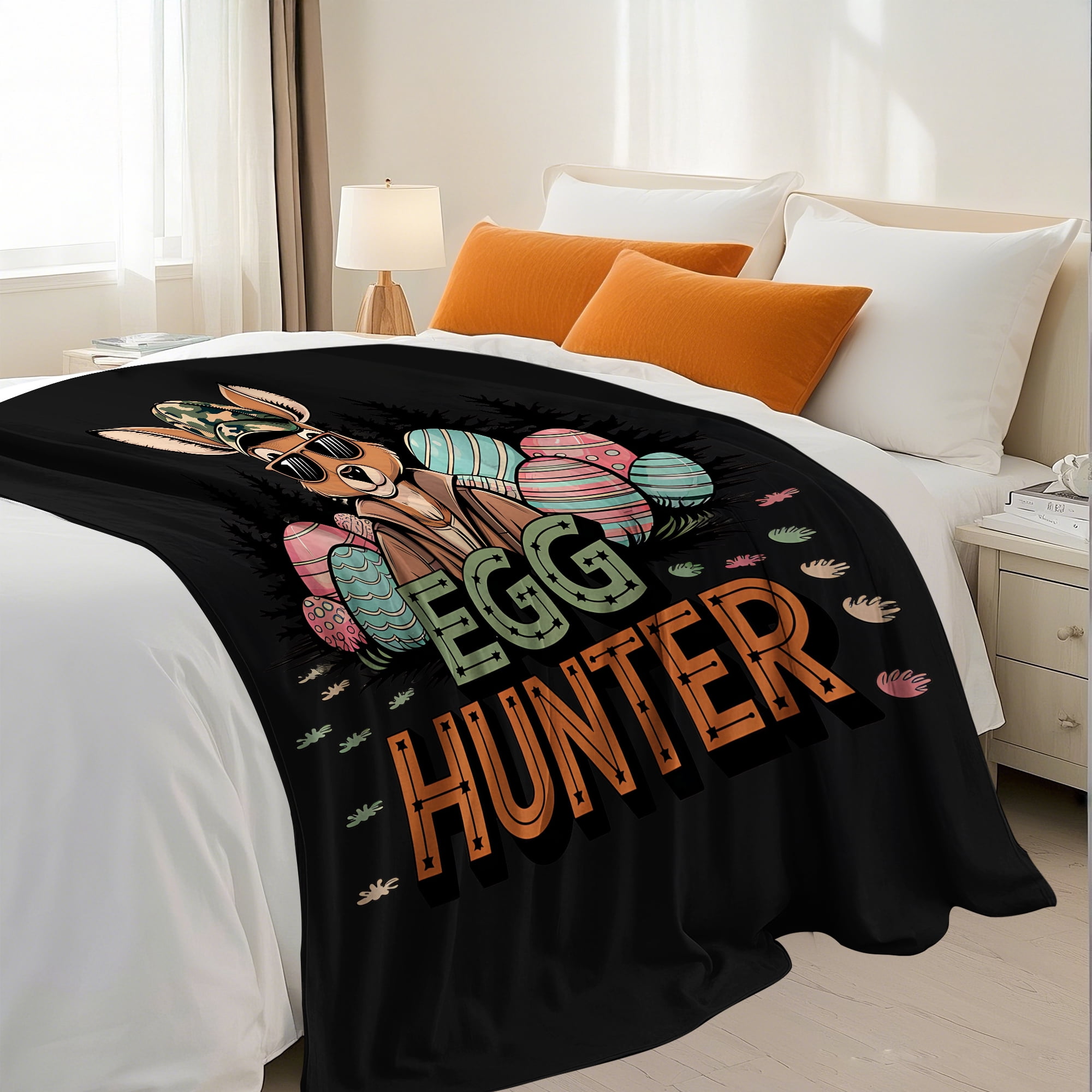 Easter Throw Blanket, Warm Fleece Flannel Bed Blanket, Lightweight Easter Blanket for Sofa Bed Couch 50"x60"