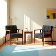 thumbnail image 3 of Gewnee PU Accent Chair with Cedar Legs, High-Density Seat, for Living Room Bedroom，Black, 3 of 14
