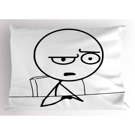 Humor Pillow Sham So What Guy Meme Face Best Avatar WTF Icon Hipster Mascot Snobby Sign Picture, Decorative Standard King Size Printed Pillowcase, 36 X 20 Inches, Black and White, by (Whats The Best Penis Size)