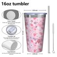 thumbnail image 4 of 16oz Tumblers Pioneer Flower Floral Print Pattern Stainless Steel Vacuum Insulated Double Wall Travel Tumbler Cups Mug with Lid and Straw,Cleaning Brush for Coffee,Tea, 4 of 4