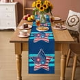 thumbnail image 2 of Patriotic USA Flag Table Runner 70 Inches, Independence Day Firework Blue Striped Bed Runner Dresser Scarves Tabletop for Indoor Outdoor Parties/Ceremony/Banquet, 13" x 70", 2 of 9