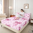 thumbnail image 4 of Manfei Teens Female Kawaii Bow Knot Twin Sheet Sets 3pcs,Dreamy Princess Twin Fitted Sheet Microfiber,Polka Dots Breathable Flat Sheet,Lightweight Room Decor, 4 of 7
