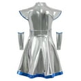 thumbnail image 5 of QQAMB Alien Costume for Girls Shiny Metallic Cap Sleeve Pleated Casual Dress Theme Party Fancy Dress, 5 of 6