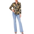 thumbnail image 2 of Camisas de botón para mujeres, blusa casual de cuello en V, de manga larga, camisa de fiesta moderna con bolsillos, XS, negra, 2 of 6