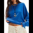 thumbnail image 2 of Sudadera Corta de Larga con Cuello Redondo para Mujer, Lindas y Holgadas. Azul Real M, 2 of 9