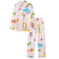 thumbnail image 1 of Conjunto de pijama con estampado para mujer, Tops de botonadura única, pantalones de longitud completa, ropa de dormir para adolescentes, moda de otoño, holgada para el hogar, 1 of 4