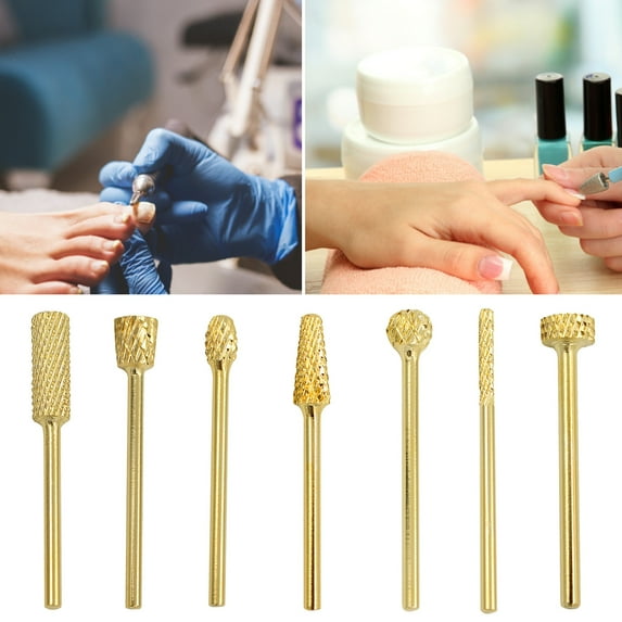 Jiaroswwei Drill Bit Golden tone Abrasion Resistance Carbide Nail Drill Bits for Home