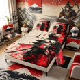 thumbnail image 2 of Manfei Ink Samurai Queen Sheet Sets for Boys Men, Pagoda Maple Bed Set, Black Red White 4 Pieces, 1 Flat Sheet, 1 Fitted Sheet and 2 Pillowcases, 2 of 6