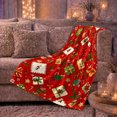 thumbnail image 6 of Holiday Boxes Holly Pattern Cheerful Holiday Cheer Painterly, Festive Holiday Scene, Warm Flannel Blanket for Living Room and Reading Nook, Art Lovers Christmas Gift, Festive Home Decor, 6 of 9