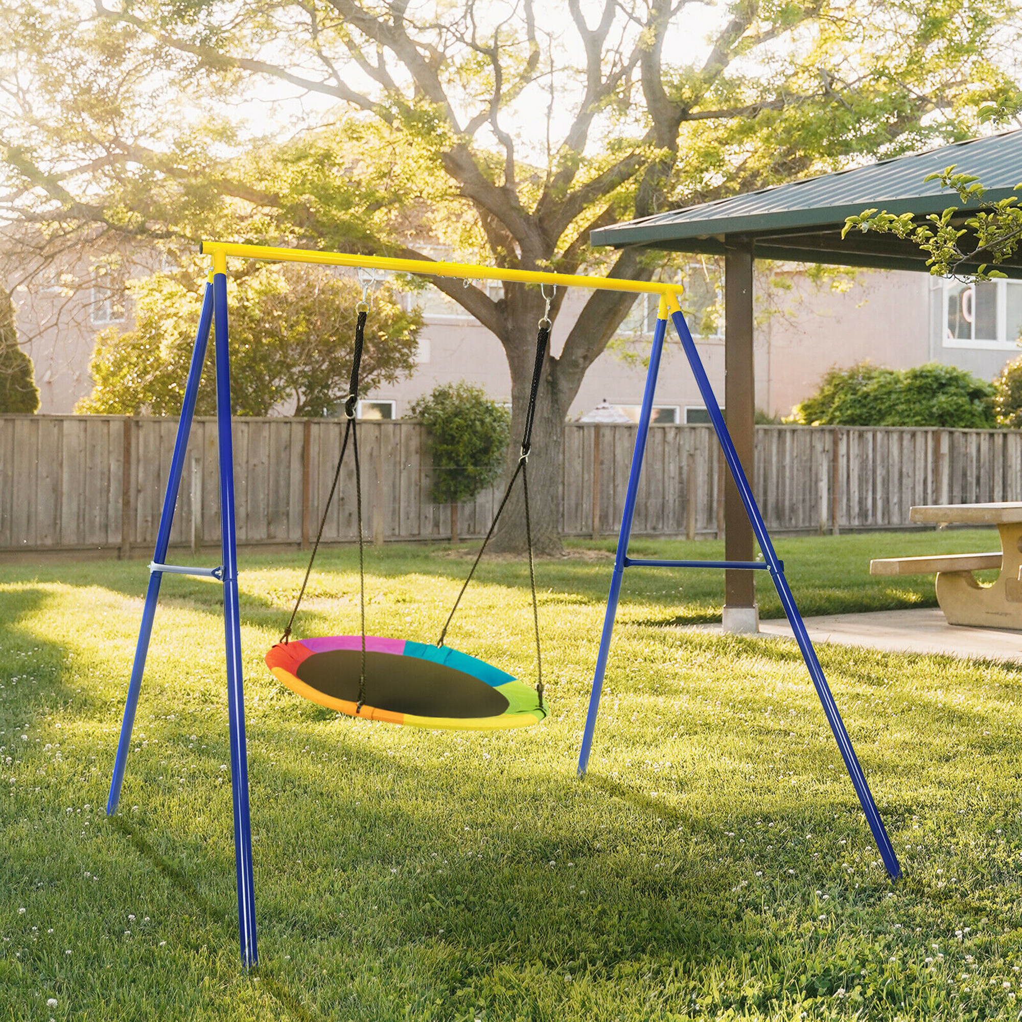 Gymax Extra Large Heavy Duty A-Frame Steel Swing Stand All-Steel Metal Swing Frame