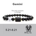 thumbnail image 2 of Modelos de explosión transfronterizos europeos y americanos Venta caliente Pulsera elástica de 12 constelaciones Pulsera de piedra de ágata negra natural para hombres Géminis, 2 of 2
