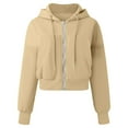 thumbnail image 4 of Hoodie Women Casual Oversized Hoodie Streetwear Look Hoodies For Women Full Zip Up Cropped Sweatshirts Casual Hooded Pullover Sweaters Tops, 4 of 5