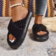 thumbnail image 7 of Comfy Slippers for Women Plush Crossstrap Open Toe Non-slip House Slippers Fall Slippers for Women Thick Soled Plush Slip‑on Indoor House Shoes, 7 of 7