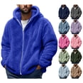 thumbnail image 1 of Migroa Mens Plush Robe Hooded Soft Fleece Top Layer, Cozy Loungewear Kimono Style, Unisex Home Wear Shacket, Warm Indoor Robe Alternative, Snug Layer for Chilly Evenings, Blue 3Xl, 1 of 6