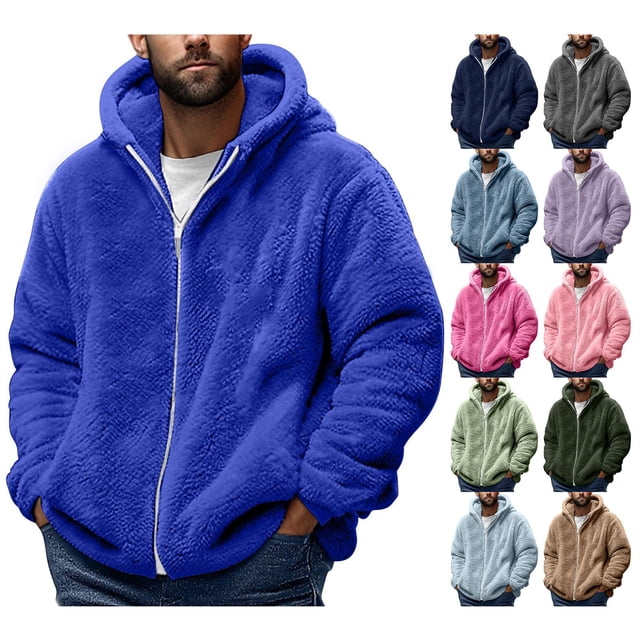 Migroa Mens Plush Robe Hooded Soft Fleece Top Layer, Cozy Loungewear Kimono Style, Unisex Home Wear Shacket, Warm Indoor Robe Alternative, Snug Layer for Chilly Evenings, Blue 3Xl
