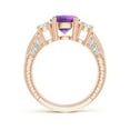thumbnail image 2 of ANGARA Natural 1.7 Ct. Amethyst with Diamond Three Stone Ring in 14K Rose Gold for Women (Ring Size: 3.5), 2 of 9