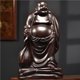 thumbnail image 4 of Ebony solid wood carved Maitreya Buddha figurine with a large belly, a Buddhist deity for home use, living room, or entryway., 4 of 4