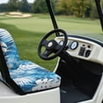 thumbnail image 6 of Pzuqiu Tropical Leaf Print Golf Cart Seat Cover Set - Blue Tie-Dye Style, Breathable Polyester, All-Weather Protection, Easy Install for 2-Seater Carts, 6 of 10