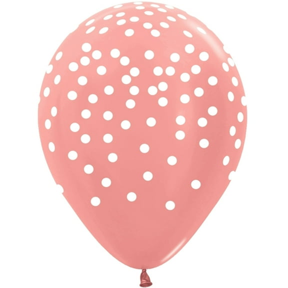 12 Metallic Rose Gold With white Confetti Latex Balloons 11"