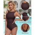 thumbnail image 5 of SOMER One Piece Swimsuit Womens Bathing Suits Tummy Control Backless Ruched Black Slimming Swimwear, 5 of 6