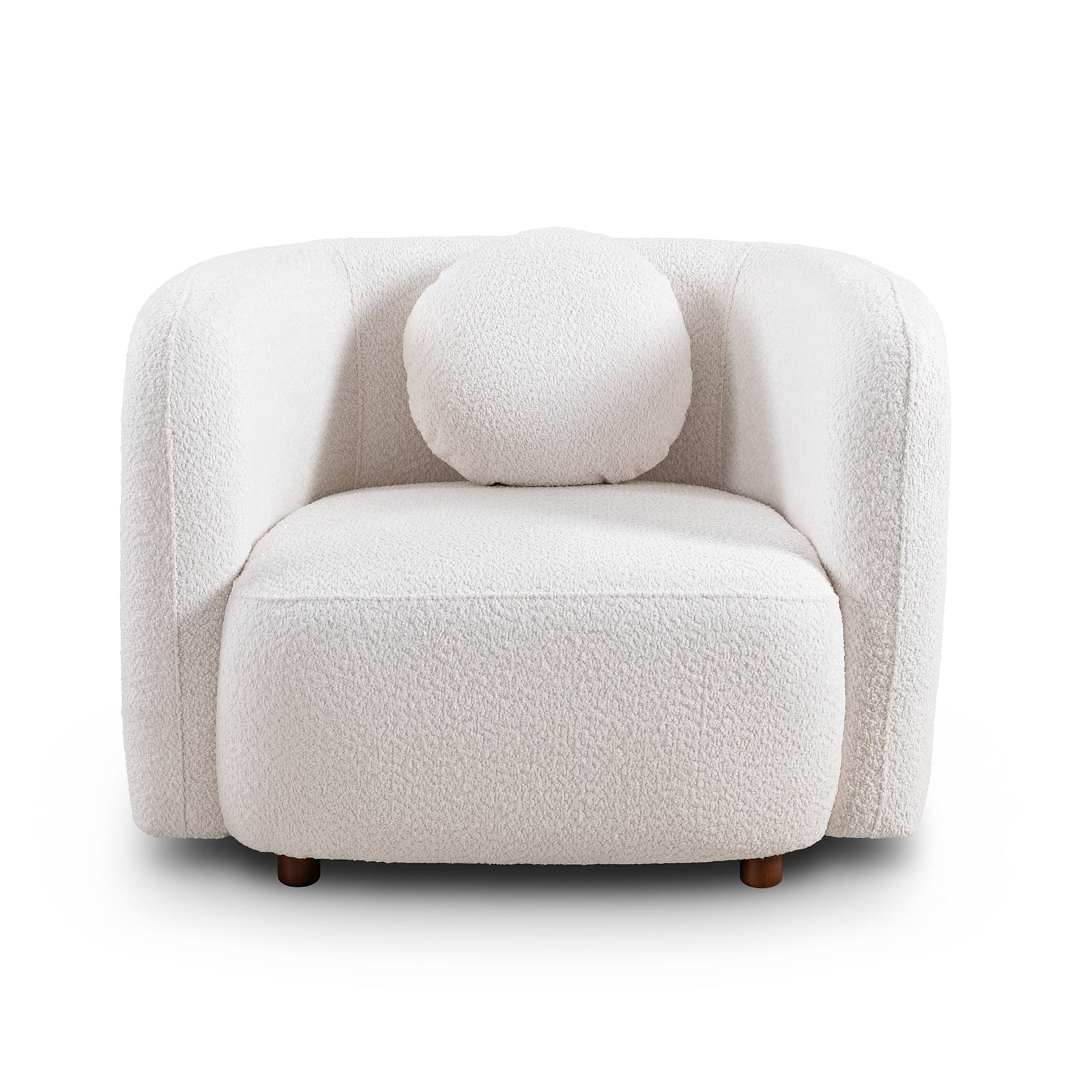 MAYEERTY Accent Square Sofa Chair, Boucle Fabric Upholstered Single Cloud Couch Chair, Japandi Style Armchair for Living Room, 1 Seater Sofa