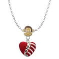 thumbnail image 1 of Delight Jewelry Silvertone Striped Red Enamel Heart with Beaded Decoration Mia Monkey Charm Necklace, 1 of 4