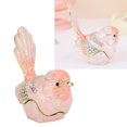 thumbnail image 2 of Hinged Bird Jewelry Trinket Box with Crystals Pink Metal Enamel Decorative Figurine Storage Holder Case for Rings Necklaces Pink 7 x 6 in / 17.8 x 15.2 cm, 2 of 5