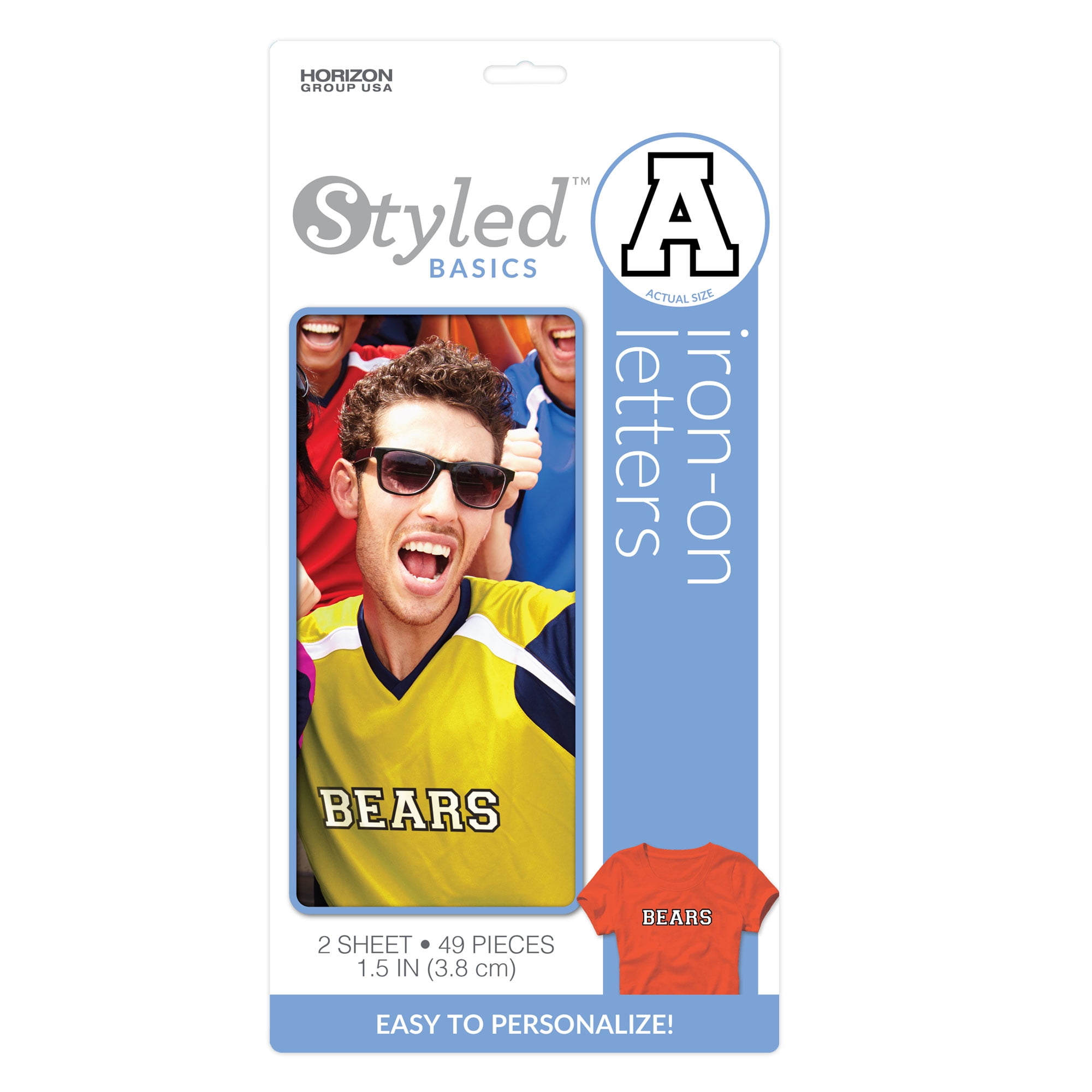 Styled Basics 1.5' Black & White Flocked Iron-On Letters, 49 Pieces