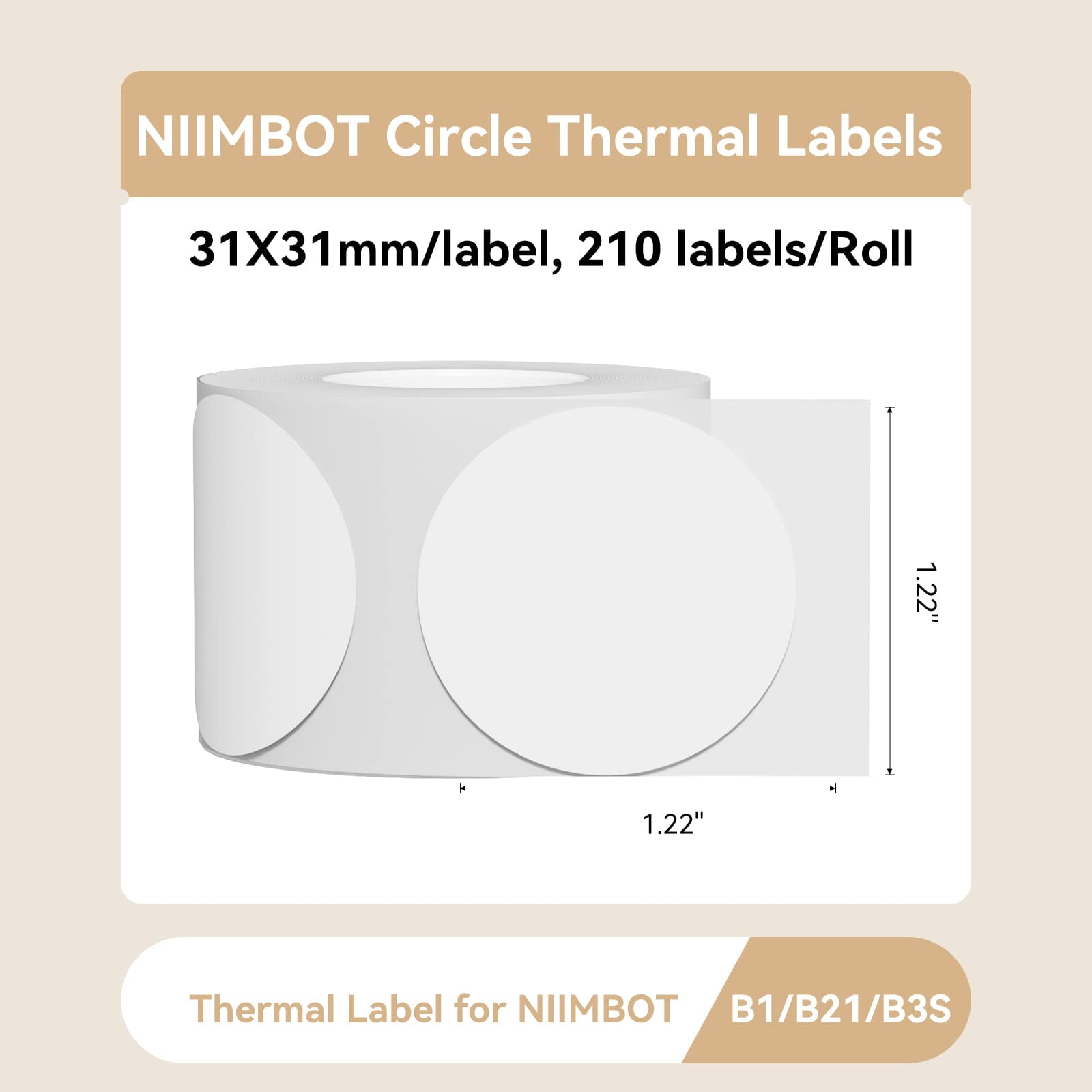 NIIMBOT Labels for B21/B1/B3S Label Printer, Thermal Stickers 1.22