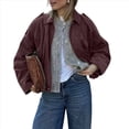 thumbnail image 2 of Chaqueta de Gamuza Sintética para Mujer, Abrigo Informal Holgado de Larga con Solapa y Estilo Urbano A . Vino Tinto M, 2 of 7
