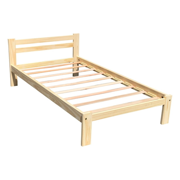 Amazonas Twin Size Wooden Bed Solid Pine Wood And Hardwood Slats Unfinished Bed Walmart Com Walmart Com
