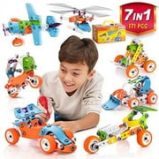 STEM Learning Toy For Boys And Girls Age 7-12 - 171 Pcs - Erector Set Mechanical Educational Construction Engineering Building Toy Set for Kids STEM Kits Toy Build 7 Models Great Gift Toy Set for Kids