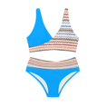 thumbnail image 4 of Women's Printed Bikini Sets Two Piece Swimsuit V Neck High Waisted Push Up Tummy Control Bathing Suit, 4 of 4