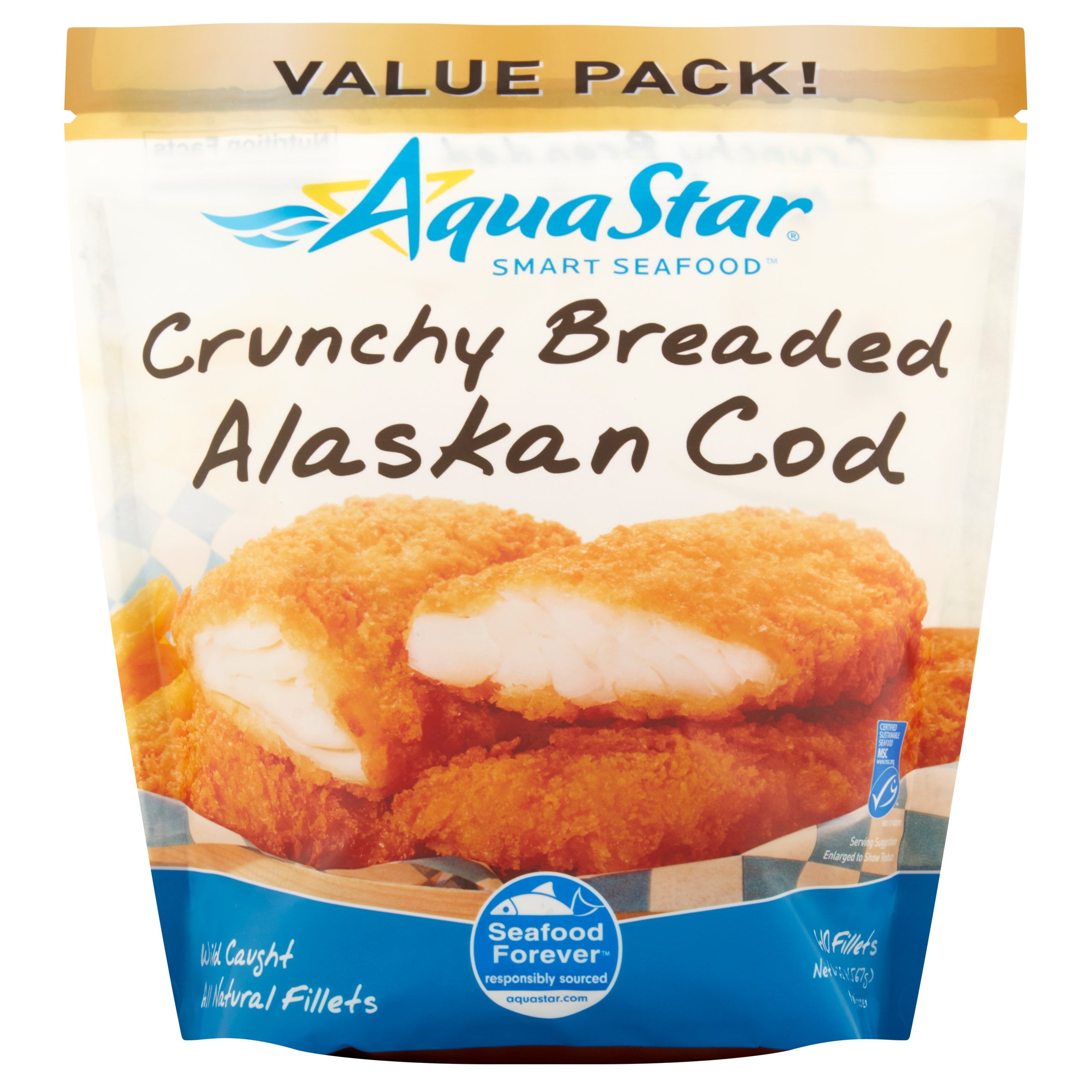 Aqua Star Crunchy Breaded Alaskan Cod Fillets, 20 Oz