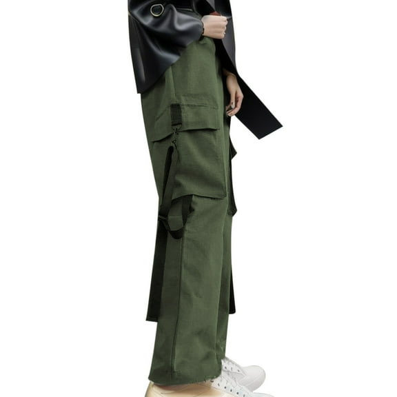 WENWU Womens Trousers Casual Womens Pants Army Green Work Pants for Women Comfy Pants Women Work High Waisted Trousers with Pockets Fall Pants