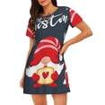 thumbnail image 1 of Balery Three Cute Christmas Gnomes Camisón de manga corta con cuello redondo para mujer, cómodo y elegante., 1 of 6