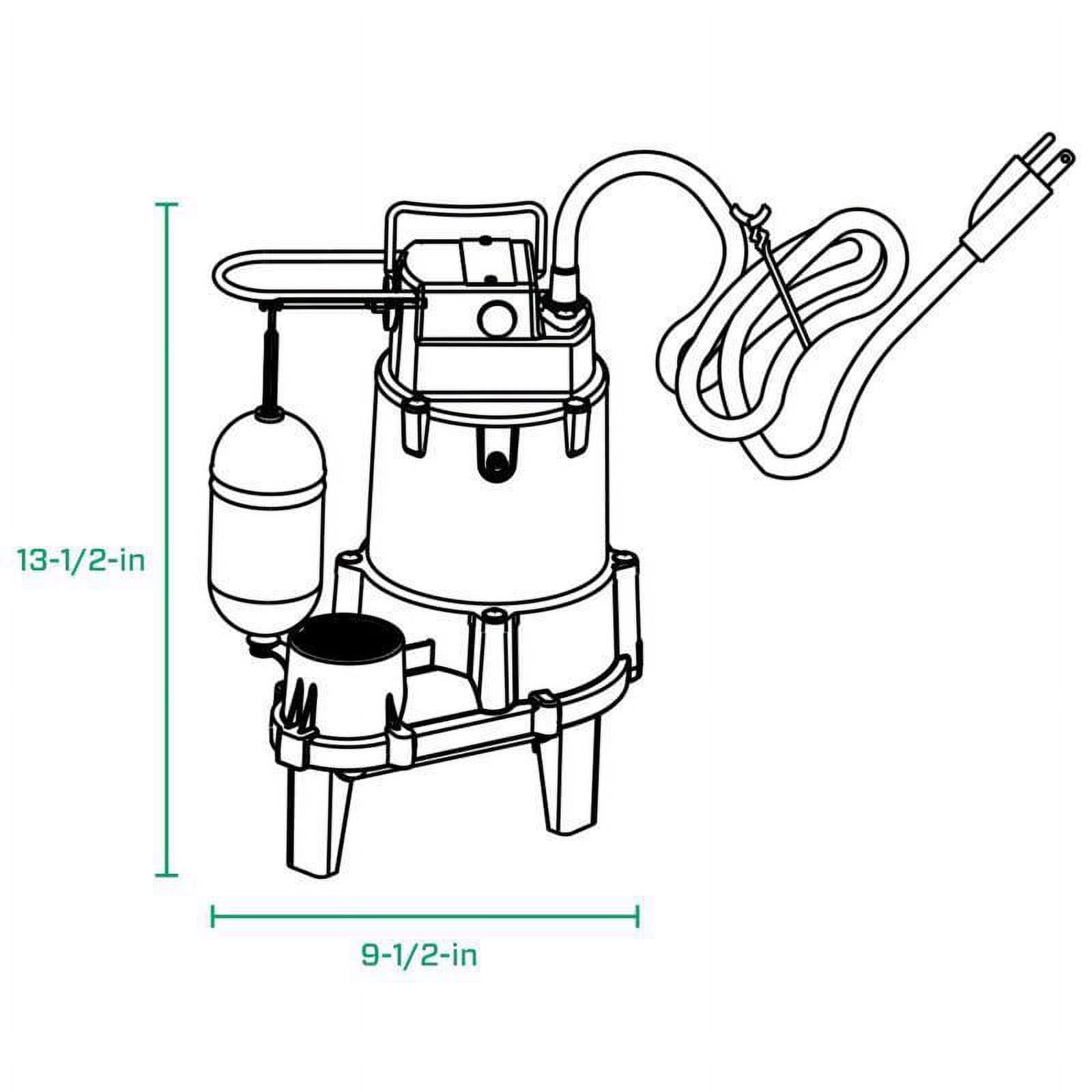 Zoeller 1/2 H.P. Pro 115V Cast Iron Sewage Ejector Pump 1263-0001
