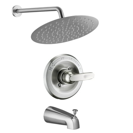 Replacement 12" Rainfall Shower Faucet Tub Trim Kit for Delta 13/14 Series, High Pressure Round Shower Head& Handle Set, Shower Faucet System, Brushed Nickel (Valve& Catridge Not Inclued)