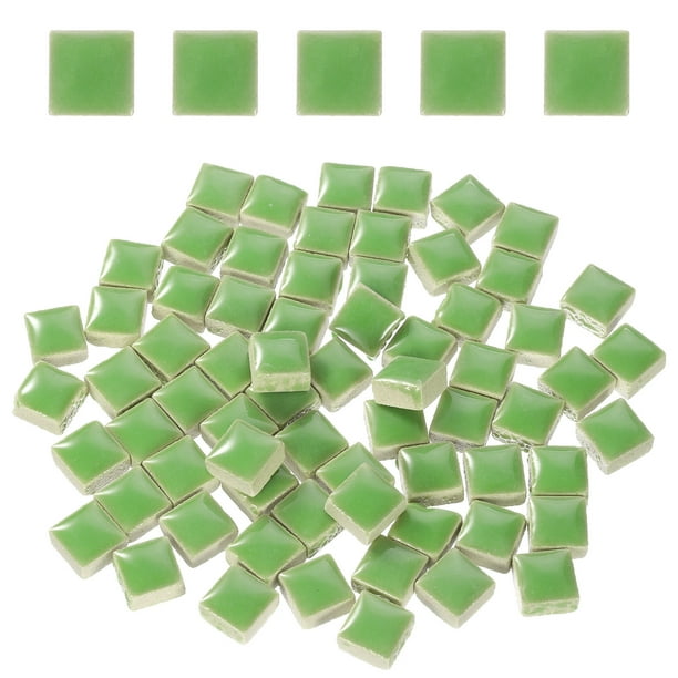Azulejos de mosaico cuadrados de 100g, azulejos de cerámica de mosaico, 0.4 x 0.4 pulgadas, verde esmeralda