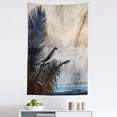 thumbnail image 1 of Tropical Tapestry, Palm Tree Leaves on Grunge Background with Sea Vintage Waterscape Illustration, Fabric Wall Hanging Decor for Bedroom Living Room Dorm, 5 Sizes, Beige Navy, by Ambesonne, 1 of 1