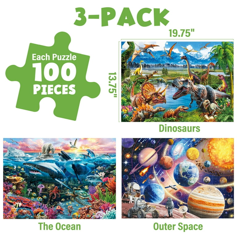 BenBen Kids 100 Piece Puzzle Set, 3 Pack photo 3