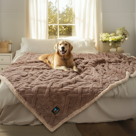 Waterproof Pet Blanket, Liquid Pee Proof Dog Blankets for Sofa Bed Couch, Reversible Sherpa Fleece Furniture Protector Cover for Small Medium Large Dogs Cats