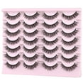 thumbnail image 3 of Natural Lashes Short Eyelashes Wispy False Mink Lash Pack 14 Pair Natural Look Fluffy Cat Eye Strip Eyelash Small Fake Lashes Full Sets for and Beginners (F1 | 8-14mm), 3 of 5