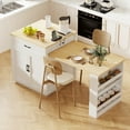 thumbnail image 4 of Euroco Kitchen Island Cart with Extendable Dining Table for 4-6 Seating, Two-Tone Kitchen Island with Power Outlet, Drawers and Cabinets, White, 4 of 31