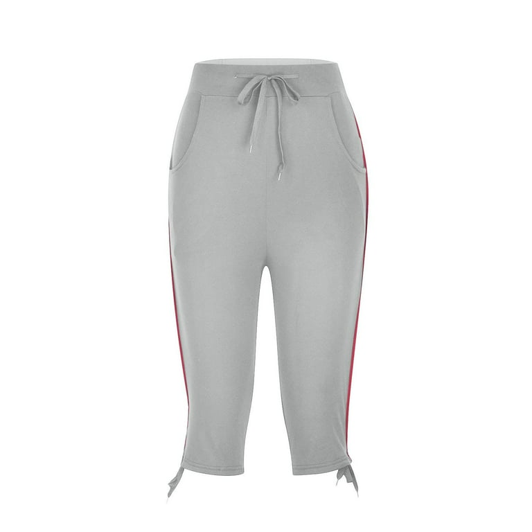 Sksloeg Sweatpants Women capris Tie Side Bottom Joggers Pants with Pockets  Running Sweatpants for Women Lounge, Jogging,Gray M