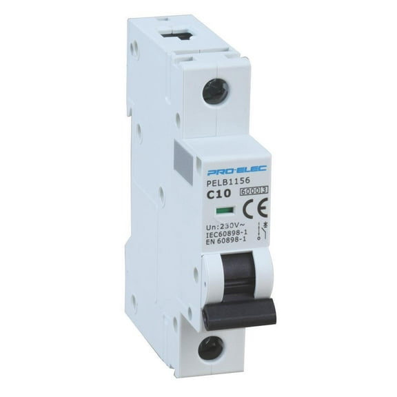 PRO ELEC - 10A Single Pole MCB, C Curve, 6kA
