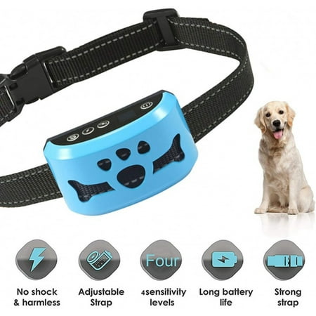 Meidong Dog Bark Collar Automatic Identification & Automatic Lock Vibration / Electric Shock Without Remote, No Harm Dog Trainer, Rechargeable, Waterproof, 4 in 1